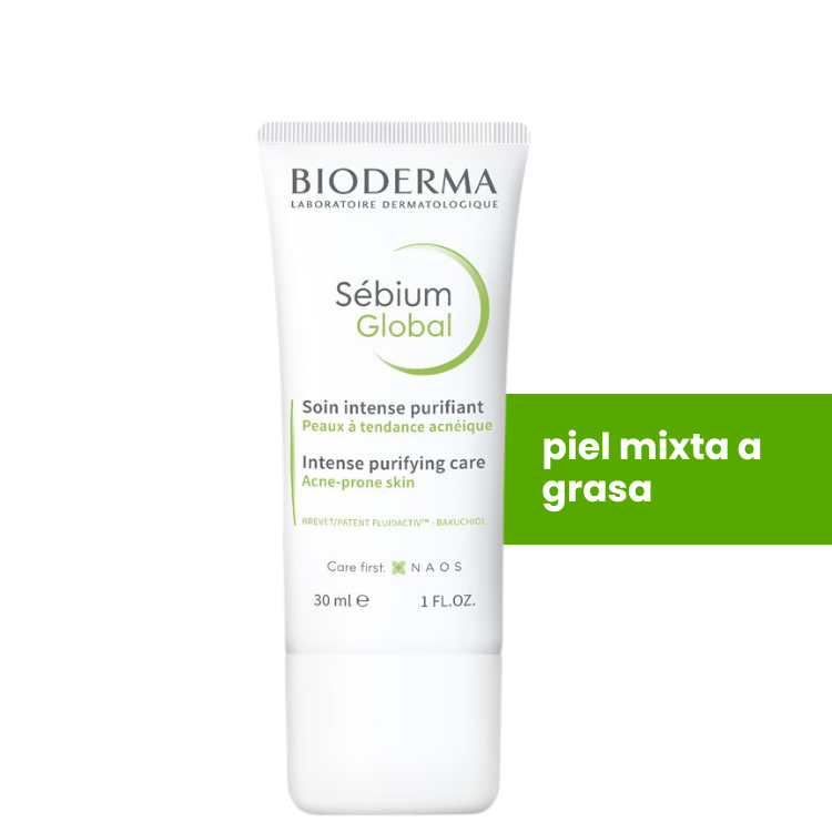 Sébium Global Bioderma, piel mixta a grasa, elimina granos y puntos negros