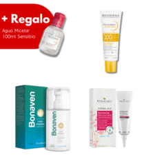 Kit de Skincare para piel seca a normal, antimanchas y antiarrugas con los productos básicos del cuidado de la piel limpiador, crema y protector solar