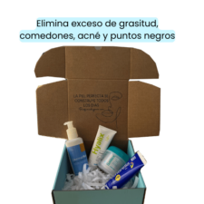 Kit de cuidado de la piel para pieles mixtas, pieles grasas o con acné, conseguí en Paraguay en caja 4 productos