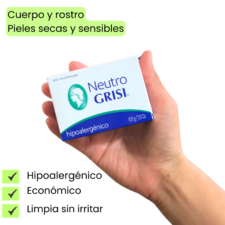 Jabón neutro GRISI para rostro y cuerpo, limpia sin irritar para pieles secas y sensibles