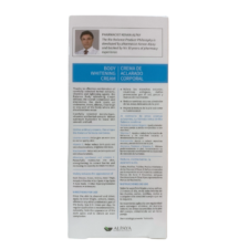 informacion de la caja de Crema blanqueadora corporal de Bio Balance
