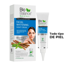 Crema blanqueadora facial de Bio Balance, reduce manchas oscuras del rostro, unifica el tono de piel