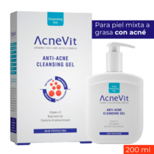 Gel limpiador AcneVit, disminuye la grasitud, los puntos negros, poros, previene el acne