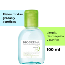 Sébium H20 agua micelar 100ml, para pieles mixtas, grasas y acneicas, limpia, desmaquilla y purifica
