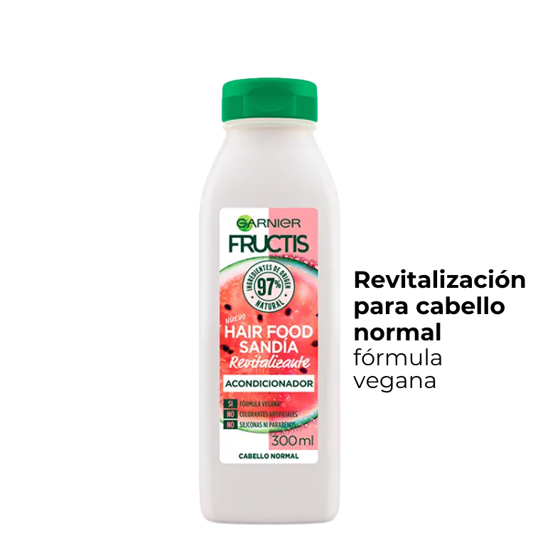 Acondicionador Fructis Hair Food SANDÍA, revitaliza y da brillo al cabello normal