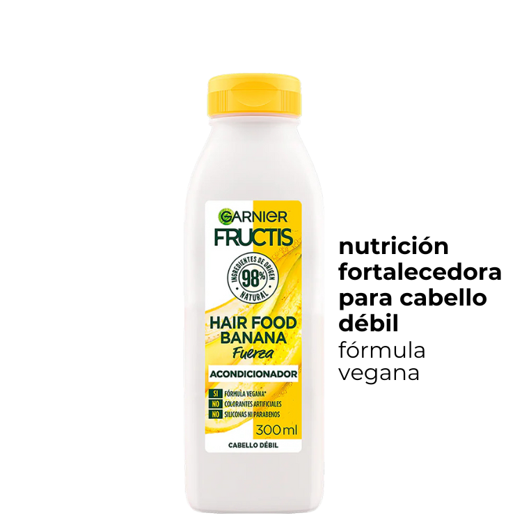 Acondicionador Fructis Hair Food de BANANA, nutricion, da fuerza al cabello debil