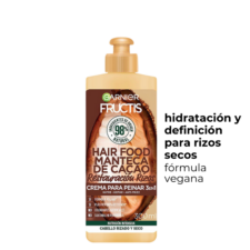 Crema para Peinar Fructis Hair Food MANTECA DE CACAO, hidrata y define los rizos