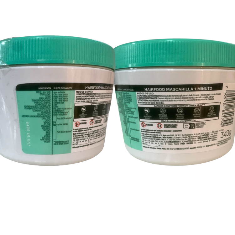 imagen del dorso con la informacion de la Mascarilla Fructis Hair Food ALOE VERA