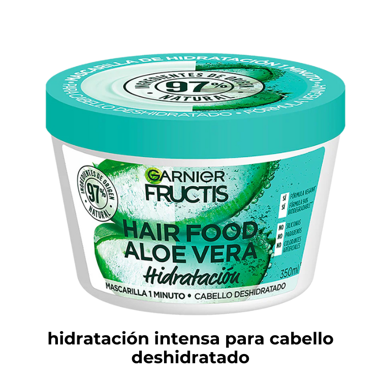 Mascarilla Fructis Hair Food ALOE VERA, hidratacion intensa para cabello deshidratado
