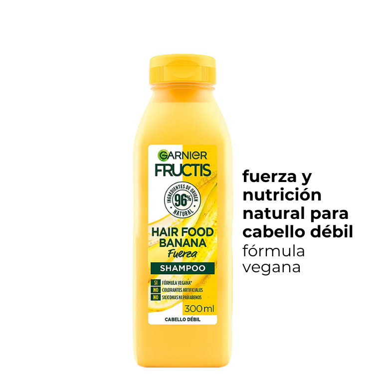 Shampoo Fructis Hair Food de BANANA, fuerza y nutricion para el cabello debil