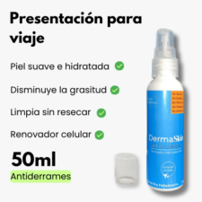 Limpiador facial DermaSkin presentación viaje de 50ml con tapa antiderrames industria paraguaya