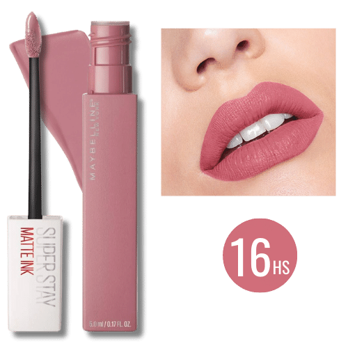 Labial líquido mate que no traspasa dura 16 hs y aguanta comer SuperStay Matte Ink tono rosado 10 dreamer de la marca Maybelline