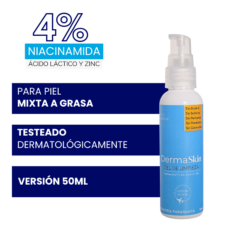 Gel de limpieza DermaSkin para piel mixta a grasa 50ml, testeado, aclara la piel, 4% de niacinamida