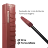 Labial Superstay Vinyl INK Witty 40 maybelline, acabado de vinilo brillante