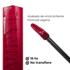 Labial Superstay Vinyl INK Royal 55 maybelline, acabado de vinilo brillante