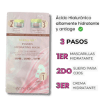 Mascarilla 3 pasos Sensiplus+ power hydrating mask para pieles sensibles con mascarilla hidratante, crema de ojos y crema hidratante de la marca etre belle