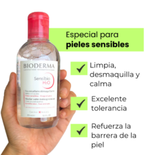 Sensibio H2O agua micelar 250ml, limpia, desmasquilla y calma, refuerza la barrera de la piel