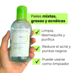 Sébium H2O agua micelar 250ml, limpia, desmaquilla y purifica, reduce acne y puntos negros
