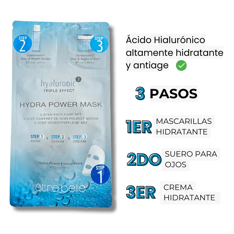Mascarilla Facial de 3 pasos con Ácido Hialurónico
