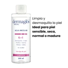 agua micelar 6 en 1 dermaglos