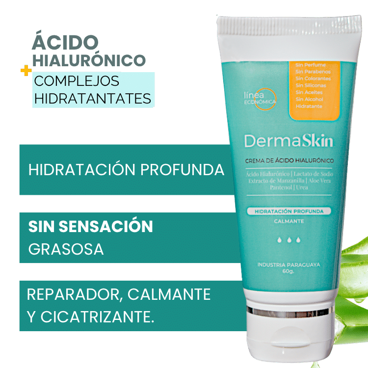 Crema Hidratante de Ácido Hialurónico DermaSkin, hidratacion profunda