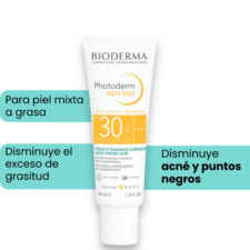 Photoderm AKN Mat SPF 30, para piel mixta a grasa, disminuye exceso de grasitud, acne y puntos negros