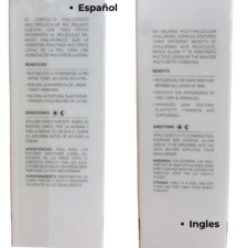informacion de la caja Suero de Ácido Hialurónico Bio Balance