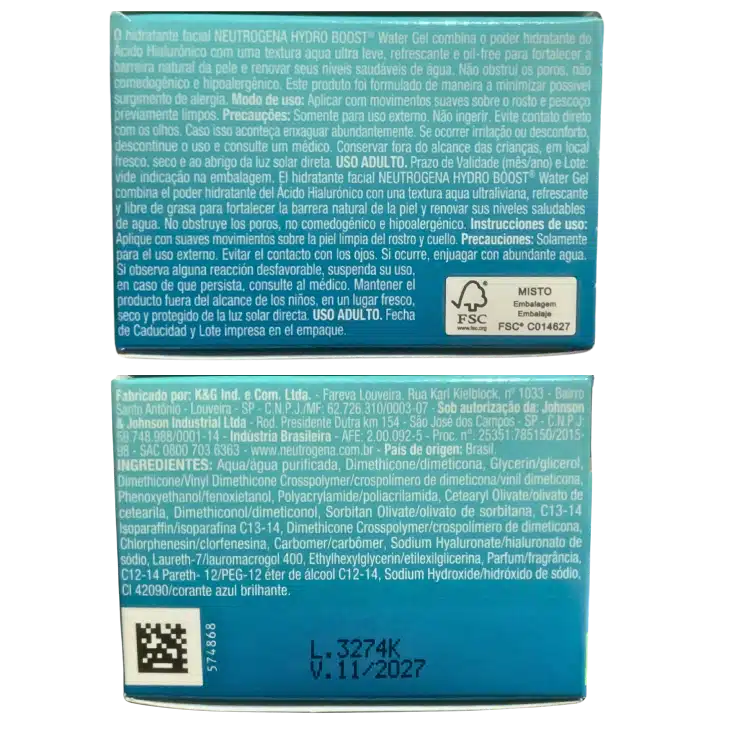 informacion general del Gel Hidratante Facial Hydro Boost Neutrogena