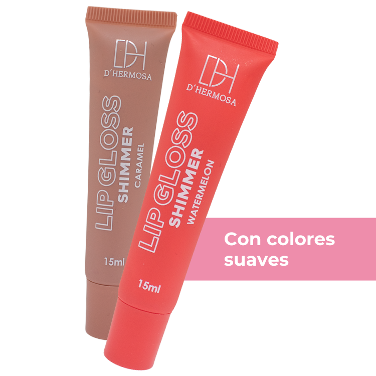 Lip Gloss Shimmer D'Hermosa, gloss con colores suaves