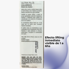 informacion de la caja de Serum de Ácido Hialurónico Ultra Plus Camaleon