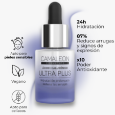 Serum de Ácido Hialurónico Ultra Plus Camaleon, hidrata, reduce arrugas y signos de expresion