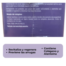 informacion de la caja de la Crema facial de Ácido Hialurónico Camaleon