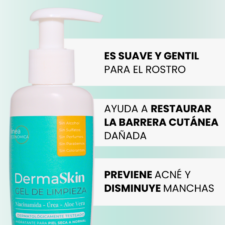 Gel de limpieza facial suave y gentil para el rostro ideal para pieles muy sensibles, secas, deshidratadas o normales de la amrca dermaskin que previene acné y disminuye manchas